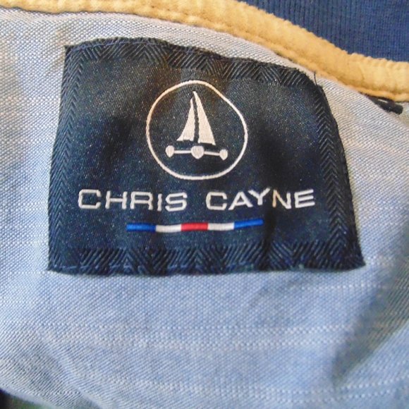 Chris Cayne 1/4 zip long sleeve sweater Large Blue/green/white Stripe - Picture 5 of 8